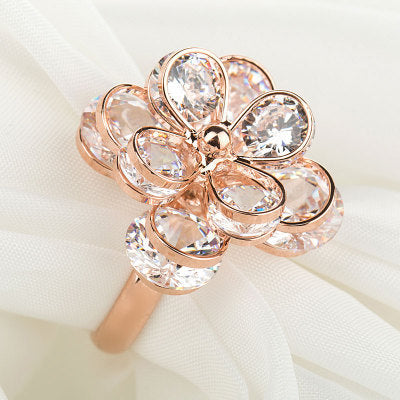 Flower Index Finger Ring Fashion Rhinestone Couple Rings