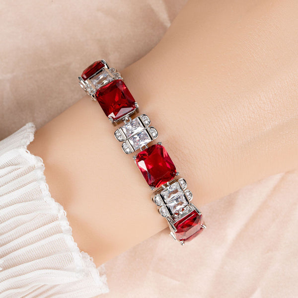 Wish Simple Colored Gems Zircon Small Square White Zircon Bracelet