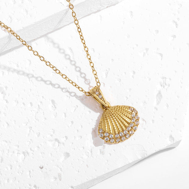 Strong Color Retention 18K Gold Ocean Series Pendant Gold Necklace