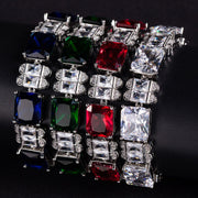 Wish Simple Colored Gems Zircon Small Square White Zircon Bracelet