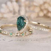 Water Drop Zircon With Diamond Women's Ring Set